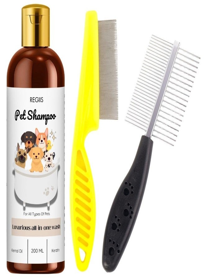 شامبو ريجيس للحيوانات الأليفة، غسول شامل للكلاب والحيوانات الأليفة، 200 مل، مع الكيراتين وزيت نواة النبات (عبوة من 3 قطع)